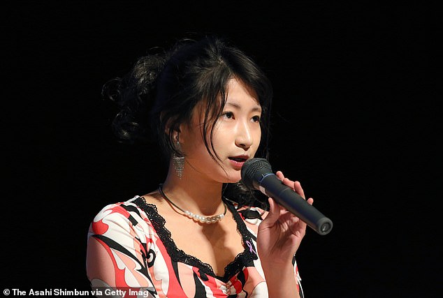 YouTuber and social activist&nbsp;Kurumin Aroma speaks about her experience of being forced into pornography at a symposium to raise awareness about forced appearances in pornography on April 26, 2017 in Tokyo