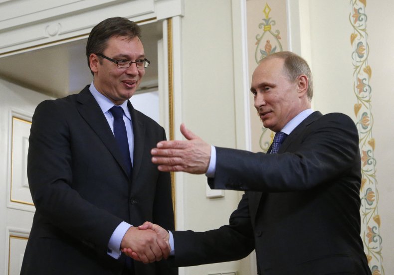 Russian President Vladimir Putin and Aleksandar Vucic